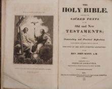 Rev John Scott - The Holy Bible : cont. calf boards detached, engravings throughout, folio, 1816.