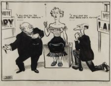 WITHDRAWN LEYDEN, Jock - 'Madam Will You Vote ?' : pen and ink cartoon, 450 x 335 mm,