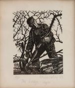 WOOD ENGRAVED PRINTS : ' Hedge Layer,' signed by K. M. Lindsley, limited artists proof, f & g,1983.