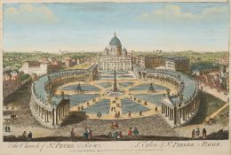 ROME : The Church of St Peter at Rome - a hand coloured vue du optic, 390 x 260 mm, Robert Sayer,