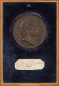 MONTGOMERY, James : [ 1771-1854 ] Scottish poet - framed medallion with cut signature in gilt frame.