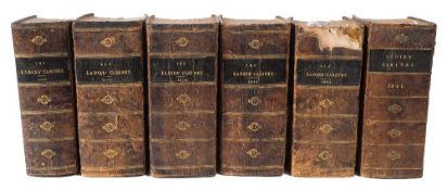 LADIES' CABINET : of Fashion, Music, and Romance - 6 vols, 312 hand coloured plates, half calf worn,