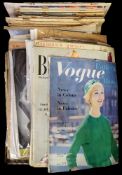 FASHION MAGAZINES : a box of mainly mid-20th century fashion and trade magazines and catalogues inc.