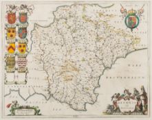 BLAEU, Jan - Devonia vulgo Devon-shire : hand coloured map, 490 x 385 mm,