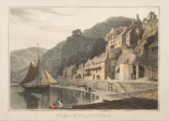 WILLIAM Daniell [1769-1837]- Clovelly on the Coast of North Devon,:- coloured engraving,