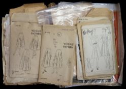 FASHION MAGAZINES : a box of mainly mid-20th century fashion magazines and Vogue patterns.