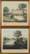 FISHING : A pair of hand coloured aquatints,
