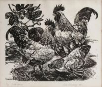 WOOD ENGRAVED PRINT : ' Light Sussex,' signed by Leslie Benenson, limited 2/50, f & g, 1983.