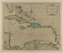 LAURIE & WHITTLE - A New Map of the West Indian Islands : hand coloured map, some damage,