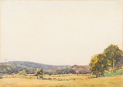 * Samuel John Lamorna Birch [1869-1955]- Okehampton, a landscape sketch,:- signed and inscribed,