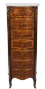 A French mahogany quarter veneered,
