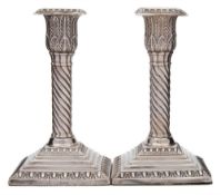 A pair of Victorian silver desk candlesticks, maker Jacob Berman, London,