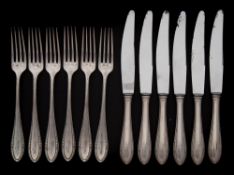 A German silver part flatware service,