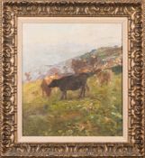 * Midge Bruford [1902-1958]- Cattle in an upland landscape,:- oil on canvas,