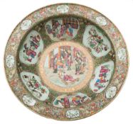 A Canton porcelain wash bowl: of generous proportions,