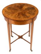 A late 19th Century mahogany and inlaid circular occasional table: bordered with boxwood and ebony