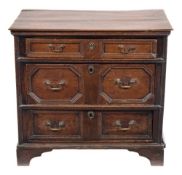 A late 17th Century oak rectangular chest:, of small size,