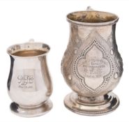 A Victorian silver christening mug, maker Francis Stone, Exeter, 1873: inscribed,
