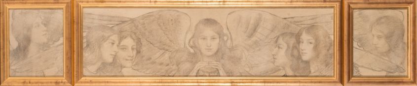 Thomas Cooper Gotch [1854-1931]- Three panels for an overmantel,