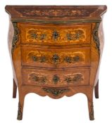 A late 19th Century French rosewood, kingwood,