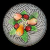 A St Louis small 'fruit' paperweight: set with an apple, pears,
