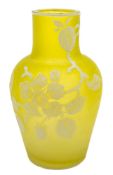 An English cameo glass vase: of oviform with raised neck,