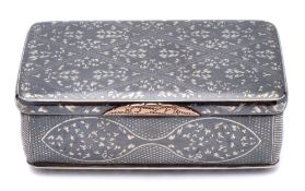An Imperial Russian silver and niello snuff box, assay master AP, Moscow: of rectangular outline,