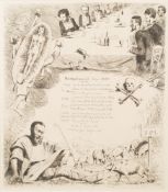 English School- A banquet in memory of Jean Paul Laurens, 1880, etching,