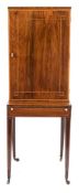 An early 19th Century rosewood and inlaid collectors cabinet on stand:,