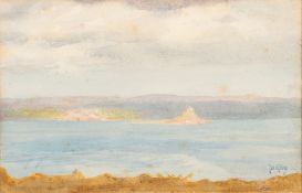 Thomas Cooper Gotch [1854-1931]- St Michael's Mount; a coastal landscape,