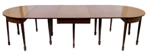 An early 19th Century mahogany and inlaid D-end dining table:,