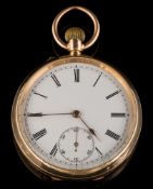 A gentleman's 9ct gold keyless lever,