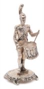 An Elizabeth II silver model of a drummer, maker SMc, London,