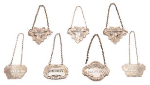 A pair of William IV silver decanter labels, maker Charles Reily & George Storer, London,
