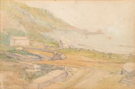 * Samuel John Lamorna Birch [1869-1955]- Lamorna Cove,:- watercolour over pencil drawing, 25.