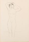 Christopher Wood [1901-1930]- Female nude standing,:- pen and ink drawing, 35 x 23.
