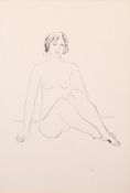 Christopher Wood [1901-1930]- Female nude seated,:- pen and ink drawing,