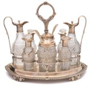 A George III silver cruet stand, maker Robert Hennell I & Samuel Hennell, London, 1809: crested,
