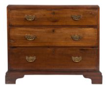 A Georgian mahogany rectangular chest:, the later top with a moulded edge,