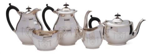 A George V silver five-piece tea and coffee service, maker William Aitken, Birmingham,