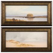 Frederick John Widgery [1861-1942]- Reed cutters and a barge on the Exe at Topsham; Dawlish Warren,