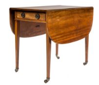 An early 19th Century mahogany and inlaid Pembroke table:, bordered with boxwood,