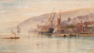 Arthur Henry Enock [1839-1917]- Dartmouth; ships aground for caulking,