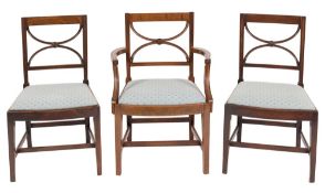 A set of six Regency mahogany dining chairs:,