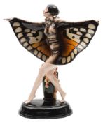 A large Goldscheider earthenware figure 'Butterfly Girl': modelled after the original by Josef