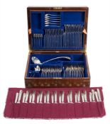 A George V silver Old English pattern flatware service, maker George Jackson & David Fullerton,