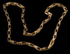 A 9ct gold textured lozenge-shaped link chain: approximately 70gms gross weight.
