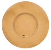A Continental silver gilt paten, marks worn and illegible stamped 828: of plain circular form, 15cm.