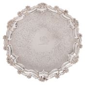 A Victorian silver waiter , maker William Smily, London, 1860: crested,