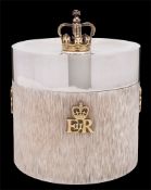 An Elizabeth II Royal Silver Wedding commemorative silver biscuit barrel,